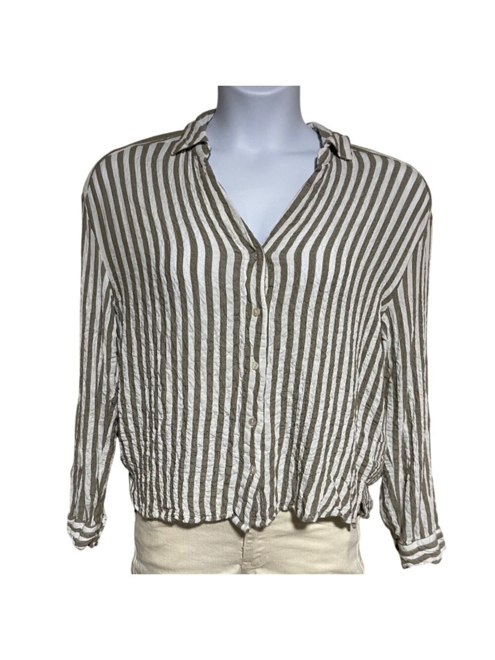 Jane + Delancey Stripe Button-Up Shirt Women’s Size M